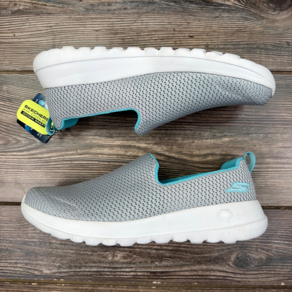 Skechers Womens 8 Go Walk 5 Prized Gray Blue Mesh Slip On Sneakers 15900 NEW